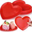 Nuogo 8 Pcs Heart Shaped Dinner Plates 6.8'' Serving Tray Melamine Heart Shaped Plates for Dessert, Appetizer, Salad, Dishwasher Safe (Red)