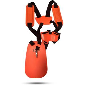 Weed Eater Strap – Padded Single & Double Shoulder Harness for String Trimmer – Adjustable Strap for Weed Wacker, Brush Cutter – Black/Orange Options (High-end Model - Orang)