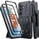 FNTCASE for Samsung Galaxy S26+ Plus Case: with Belt-Clip Holster | Kickstand | 2 Front Frames | Built-in Screen Protector Military Grade Protection Rugged Protective Case for S26 Plus 6.7 inch Black