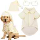 3 Pcs Funny Christmas Dog Pajama Costume Set Classic Literature Miser Theme Include Dog Nightgown Hat and Glasses for Pet Christmas Cosplay Party(Medium)