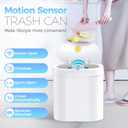 jinligogo 3 Pack 5 Gallon Bathroom Trash Can with Lid, Automatic Motion Sensor White Trash Can, Touchless Slim Waterproof Garbage Bin for Kitchen, Bedroom, Office, and Bathroom