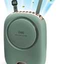 Portable Neck Fan, Hanging Neck Fan Hands Free with Adjustable Lanyard and Bracket, USB Rechargeable Bladeless Mini Fans Portable, 3 Speeds for Women Kids Outdoor Travel, Green