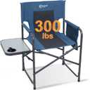 Portal Directors Chair Camping Chairs for Adults with Side Table Folding Lawn Chairs for Adults, Directors Chairs Foldable for Outdoor Chairs for Beach, Travel, Heavy Duty Supports 300LBS, Blue/Grey