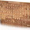 party greeting Large Wood Braille Alphabet Board Fingerboard Braille Alphabet and Number Board 12.88.46 In Wood Carved Raised Dot Educational Tool Game Teaching for Blind Visually Impaired Blind Gift