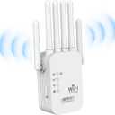 WiFi Extender Signal Booster, 2025 Best WiFi Extender with Ethernet Port, 1200Mbps WiFi Booster Dual Band 5GHz/2.4GHz, Up to 9800 Sq.ft and 60 Devices, Stable Internet Performance, 1-Tap Setup, White