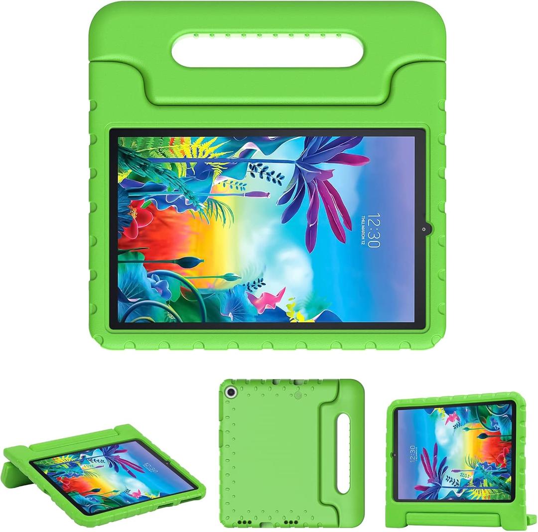 Kids Case for LG G Pad 5 10.1 FHD Tablet 2019 Released, Shockproof Lightweight Sturdy Protection Cover with Convertible Handle Stand, Model: LM-T600/LM-T605, Green