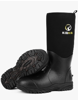 Kalkal Rubber Boots for Men, Waterproof Rain Boots Men with 6mm Neoprene, Insulated Durable Hunting Boots for Fishing, Farming, Gardening and Working M8/W9