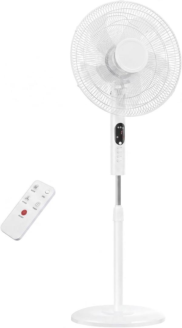 Pedestal Fan with Remote, Oscillation Standing Fan with 3 Speeds & 3 Modes, Electric Cooling Fans with Timer, Adjustable Height & Tilt Head, Quiet Floor Fan for Bedroom, Living Room, Office, 17.13"D x 17.13"W x 51.18"H