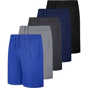 5 Pack Boys Athletic Shorts with Pockets Kids Basketball Youth Quick Dry Active Performance Sports Boys Shorts, Size: 4-6Y