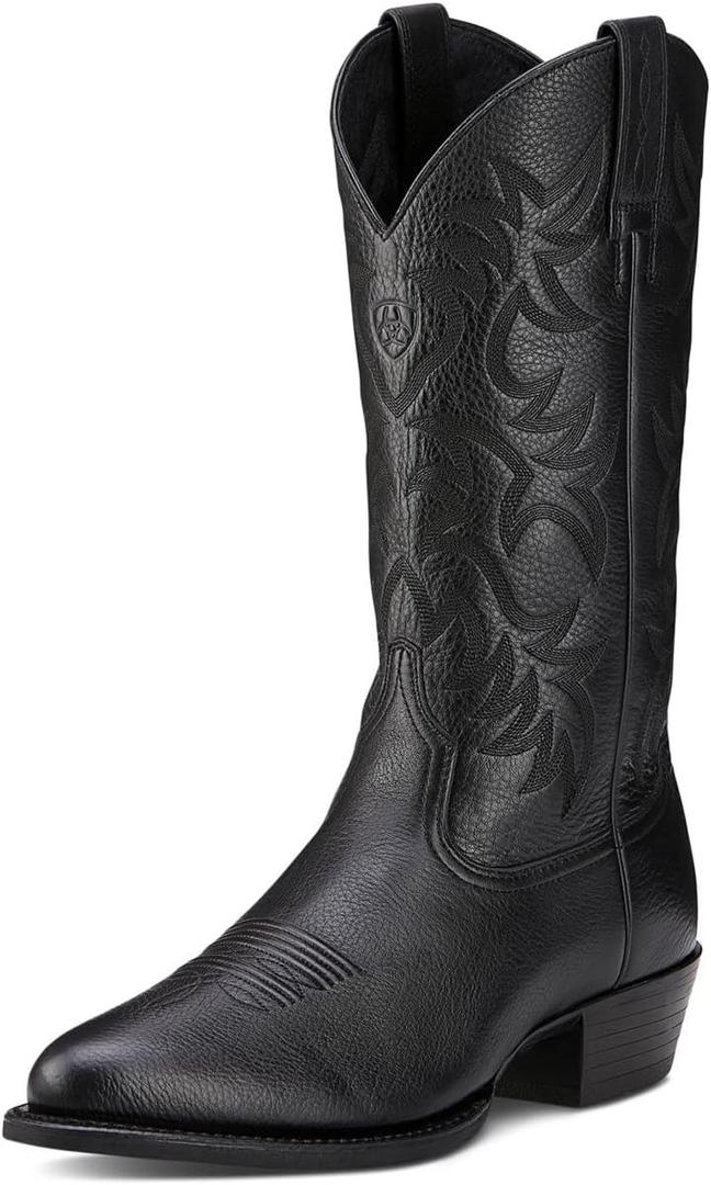 Ariat Heritage Round Toe Western Boots - Mens Round Toe Cowboy Boot, 11 Wide, Black Deertan