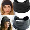 Zupro Fashion Wide Headbands 2 PCS for Women Headband Non Slip Elastic Soft Cotton Cloth African Sport Yoga Running Workout Turban Hair Bands Hair Accessories Head Wraps for Women and Girls