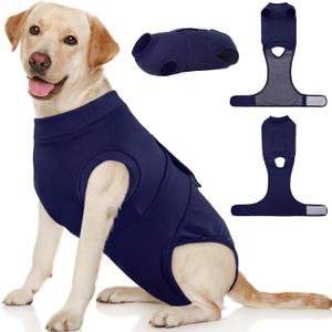 Kuoser Dog Surgery Suit Female Spay, Dog Recovery Suit Male Neuter, Pet Clothes Onesie for Surgery Anti Licking Abdominal Wounds Puppy Surgical Recovery Bodysuit Shirt, Substitute E-Collar & Cone Large