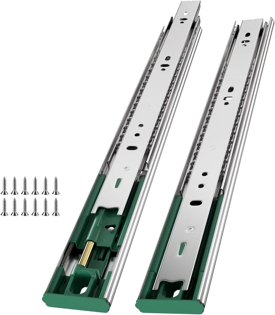 4 Pairs Soft Close Drawer Slides 22 Inch Full Extension Dresser Rails Heavy Duty Ball Bearing Kitchen Cabinet Drawer Glides Side Mount Tool Box Trash Can Runners 100 LB Capacity