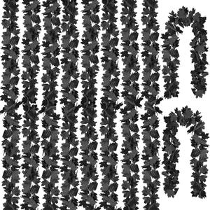 CQURE 10 Pack Black Fall Leaf Garland, Total 59Ft Halloween Garland Hanging Vines Artificial Fall Maple Leaves Thanksgiving Decor for Home Wedding Fireplace Christmas