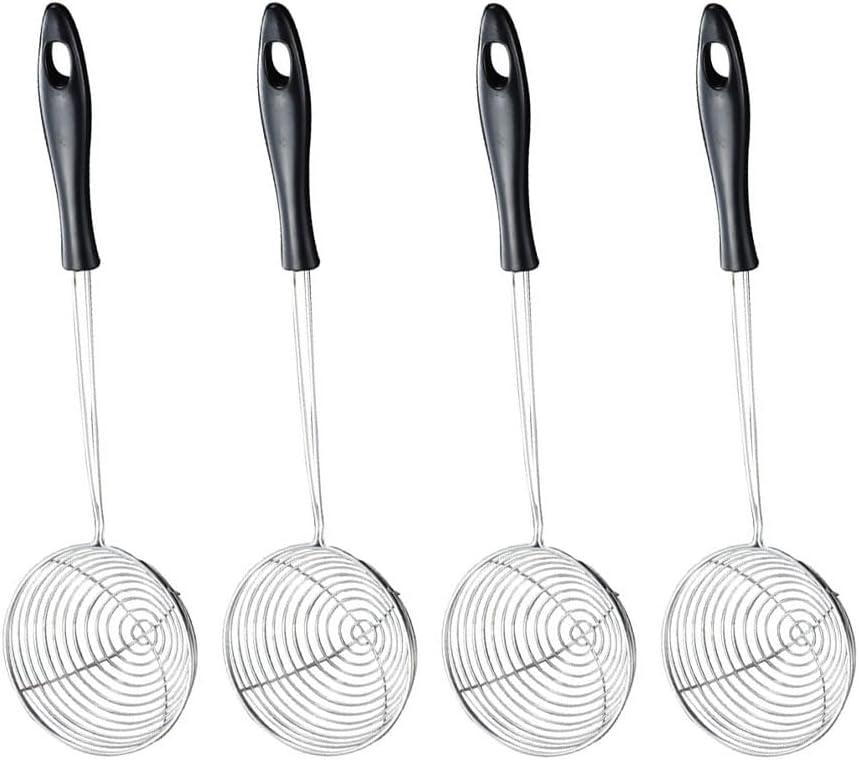 Hemoton Stainless Steel Hot Pot Spoon 11.4 Inch Fine Mesh Spider Strainer with Handle for Cooking Noodles Dumplings Frying Kitchen Colander