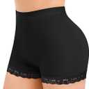 AOSBOEI Boyshort Underwear for Women Butt lifting Shapewear Tummy Control Panties Lace Under Slip Shorts for Dress XL Black