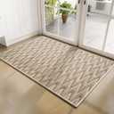 Indoor Door Mat 17x30, Dirt Resistant & Absorbent Doormat for Entryway Inside, Non-Slip Rubber Backing Front Door Mat Indoor Entrance, Low-Profile, Washable, Brown