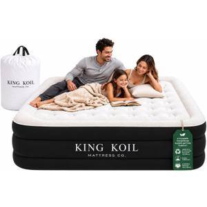 King Koil Air Mattress Queen with Built-in Pump, 20” Raised Airbed