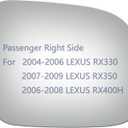 JZSUPER Side Mirror Glass fit for 2004-2006 Lexus RX330, 2007-2009 Lexus RX350, 2006-2008 Lexus RX400H Passenger Right Side RH Convex, Including Adhesive