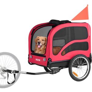 VEVOR Dog Bike Trailer, Supports up to 100 lbs, Pet Cart Bicycle Carrier, Easy Folding Frame with Quick Release Wheels, Universal Bicycle Coupler, Reflectors, Flag, Collapsible to Store