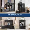 Mavivegue 9 Cube Storage Organizer, Closet Organizers and Storage, Cube Storage Shelf, Easy to Assemble with Storage Drawers, DIY Closet Cube Organizer for Living Room, Bedroom, Dorm Room-Black