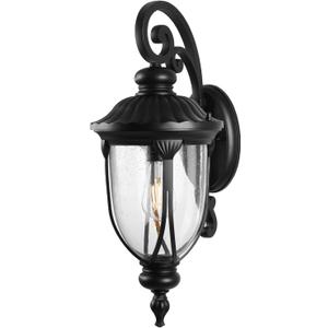 Outdoor Wall Light Fixture, Traditional Exterior Wall Sconce Lighting with Clear Seeded Glass for Front Porch, Black Outdoor Wall Lantern Lamp Outside for House Garage Balcony Doorway, Small