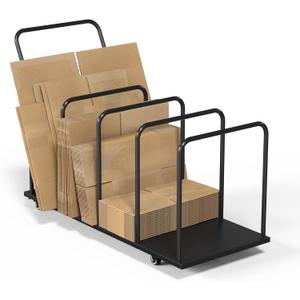 Metal Carton Stand, Rolling Cardboard Box Stand, 500Lb Carton Storage Rack, Heavy Duty Carton Cart Stand with Wheels, Cardboard Box Organizer Storage Rack for Commercial Home Supermarket Warehouse (Black)