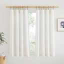 NICETOWN Natural Linen Curtains 54 inches Long for Nursery, Rod Pocket & Back Tab Privacy Window Treatments Light Filtering Drapes for Bedroom/Bathroom, 52" W x 54" L, 2 Panels