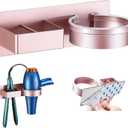 Hair Dryer Holder Wall Mounted, Hair Straightener Holder, Blow Dryer Holder Adhesive, Hair Tool Organizer for Flat Iron, Hairdryer, Curling Iron Holder for Bathroom Vanity Barber Shop (Rose Gold)