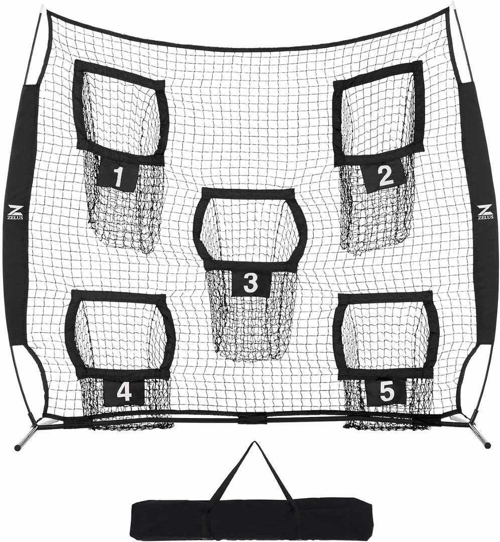 ZELUS 7 x 7ft Football Trainer Throwing Net | Training Target Practice with 5 Targets | Great for Quarterback | Includes Carry Bag