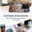 Goodon for iPhone 15 Pro Max Wallet Case with Card Holder,RFID-Blocking,Aesthetic Vintage Floral Girly Shell,Trendy Unique Cool Retro Protective Phone Cover for Women Girls - Marble Pressed Flowers