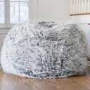 Faux Fur Bean Bag Cover Without Filler Beanbag Chair Pouf Bed Ottoman Puff Salon Christmas Deco Futon Sac 2.32ft x 2.32ft