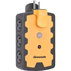 DEWENWILS Extension Cord Plug Adapter, Heavy Duty 6-Outlet Splitter, 3-Prong Grounded Multi-Plug Extender for Indoor Outdoor Extension Cords, 15Amp Circuit Breaker, Swivel Safety Covers, ETL Listed