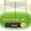 4 Square Volleyball Game Set, 4 Way Net System with 16FT & 32FT Court, Adjustable Height Backyard Badminton Combo, Portable Outdoor Kit with Ball, Pump, Boundary Line, Carry Bag