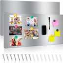 Therwen 2 Pieces 30 x 14 Inches Magnetic Wall Board Wet Erase Stainless Steel Magnet Bulletin Board Easy to Install with Mounting Screws for Home Office School Wall Refrigerator Display