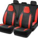 Road Comforts Car Seat Cover, Leather Seat Cover Full Set, Automotive Interior Seat Covers, Universal Fit for Most Cars, SUVs, Trucks, and Vans, Airbag Compatible (Red)