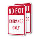 SmartSign No Exit Entrance Only Sign - 2-Pack, 12" x 18", 80 mil Thick Aluminum Composite (ACM), Pre-Drilled Holes, Red and White, Made in USA