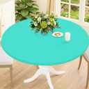 Smiry Round Spandex Tablecloth, Elastic Fitted Washable Tablecloths for 45"-56" Tables, Waterpoof Stretch Picnic Table Cover for Dining, Indoor and Outdoor, Aqua