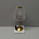 Nusogon Cordless Touch Table Lamp, 3500mAh LED Rechargeable Small Dask Lamp, 3 Colors Dimmable Battery Operated Crysta Lamp for Bedroom Restaurant Kitchen Home Decor, Gold