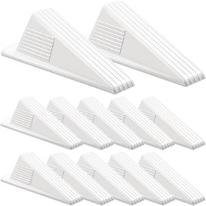 Frienda 12 Pcs Jumbo Door Stoppers Heavy Duty Door Stopper Tall up to 2inch Tall Wedge TPR Large Wedge Stackable Big Rubber Doorstop for Hotel Carpet Hardwood Concrete and Tile (White)