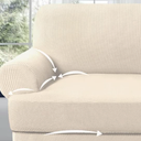 Couch Cover Velvet, Stretch Sofa Covers for Separate Main Cover/Backrests and Seat Cushions Couch Cover, for Living Room Furniture Slipcovers (Medium Beige,Large Seat 2 Piece)