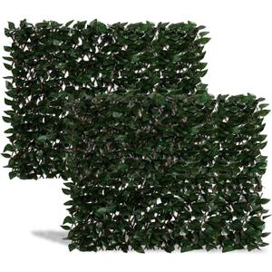DOEWORKS Expandable Fence Privacy Screen for Balcony Patio Outdoor, 2PCS Faux Ivy Fencing Panel for Backdrop Garden Backyard Home Decorations (Green)