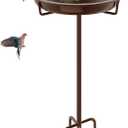 Metal Bird Bath for Outside, 36.2" Height Birdbath Bowl Standing Bird Feeders for Outdoors with 4 Prongs Base Stake, Freestanding Birdfeeders for Garden Yard Lawn Decor (Brown)