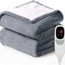 Heated Throw Blanket 50''x60'' Electric Blanket with 9 Heating Levels 10 Timer Modes Auto-Off Fast Heating Overheat Protection ETL Certified Machine Washable Gift, Grey