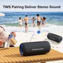 Passau Portable Bluetooth Speakers Loud 40W Peak Stereo Sound, Passive Radiators-Deep Bass, All Day Playtime, Adjustable Strap, BT5.3, IPX5 Wireless Speaker RGB Lights for Indoor Outdoor (Black)