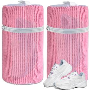 Shoe Bags for Washing Machine, Shoes Laundry Bag Reusable Shoe Washing Bag for Sneaker Men and Women All Shoe Types Sizes (Set of 2, Pink)