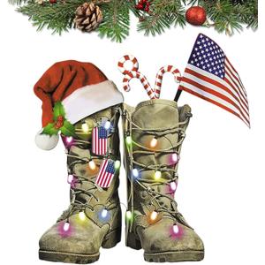 Military Uniform Boots Hat Ornament 2025 Veteran Ornament US Army Ornaments for Christmas Tree Military Christmas Ornaments Tactical Soldier Patriotic Decorations Army Gifts for Veteran (A1)