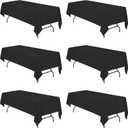 BRILLMAX 6 Pack Black Tablecloths for 8 Foot Rectangle Tables 60 x 126 Inch - 8ft Rectangular Bulk Linen Polyester Fabric Washable Cloth Cover for Wedding Reception Banquet Birthday Party