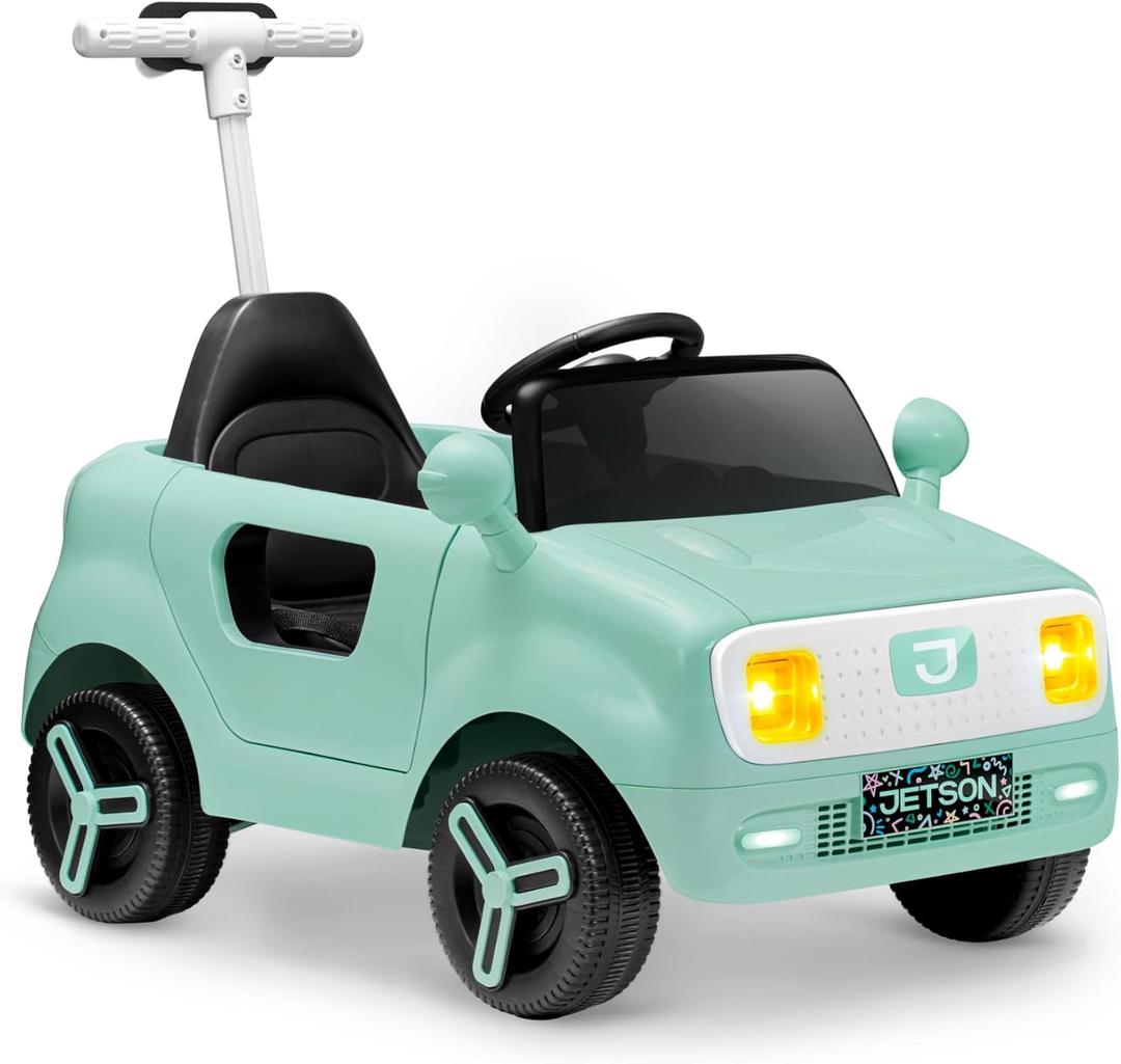 Jetson Mako Kids Electric Motor Assist Push Car, 3 Modes: Push, Drive or Remote Control, Top Speed of 3 mph, Seatbelt, Headlights, Recommended Ages: 2-4 Years