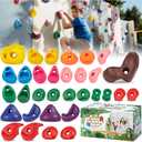 TOPNEW 32 Rock Climbing Holds Multi Size for Kids, Adult Rock Wall Holds Climbing Rock Wall Grips for Indoor and Outdoor Playground Play Set - Includes 2 Inch Mounting Hardware